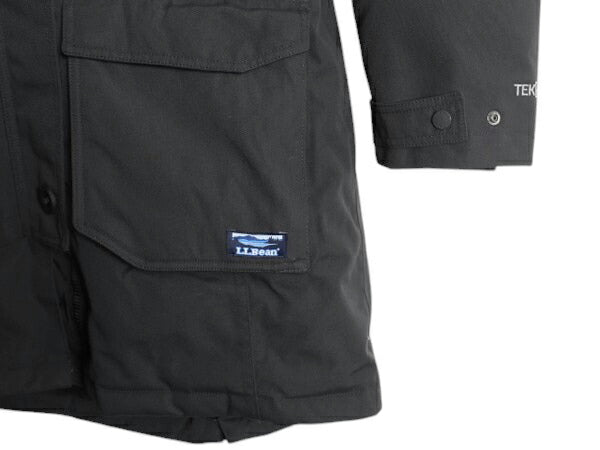エルエルビーン ナイロン ダウン ジャケット レディース M / LLBEAN 650フィル アウトドア ファー付き フード パーカー ハーフ コート 黒