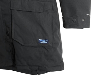 エルエルビーン ナイロン ダウン ジャケット レディース M / LLBEAN 650フィル アウトドア ファー付き フード パーカー ハーフ コート 黒