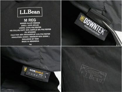 エルエルビーン ナイロン ダウン ジャケット レディース M / LLBEAN 650フィル アウトドア ファー付き フード パーカー ハーフ コート 黒