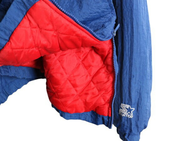 90s スターター NHL オフィシャル レンジャース プルオーバー 中綿 ナイロン ジャケット メンズ XL / 古着 オールド ハーフジップ ホッケー