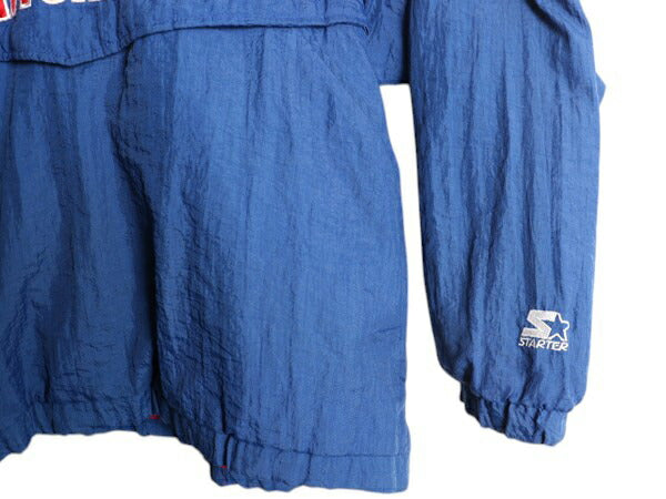 90s スターター NHL オフィシャル レンジャース プルオーバー 中綿 ナイロン ジャケット メンズ XL / 古着 オールド ハーフジップ ホッケー