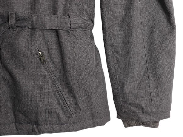 ノースフェイス HYVENT ダウン ジャケット レディース XL 古着 The North Face パーカー ハーフ コート チェック 総柄 フェイク ファー付き