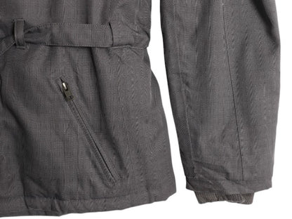 ノースフェイス HYVENT ダウン ジャケット レディース XL 古着 The North Face パーカー ハーフ コート チェック 総柄 フェイク ファー付き