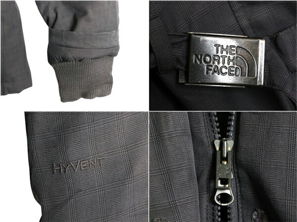 ノースフェイス HYVENT ダウン ジャケット レディース XL 古着 The North Face パーカー ハーフ コート チェック 総柄 フェイク ファー付き