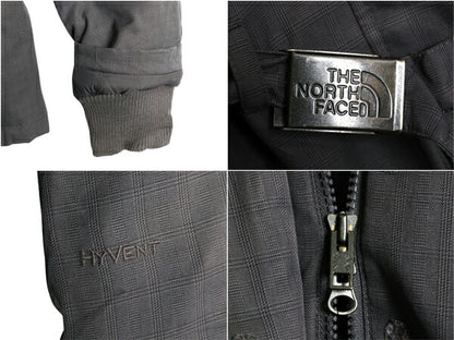 ノースフェイス HYVENT ダウン ジャケット レディース XL 古着 The North Face パーカー ハーフ コート チェック 総柄 フェイク ファー付き