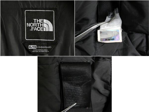 ノースフェイス HYVENT ダウン ジャケット レディース XL 古着 The North Face パーカー ハーフ コート チェック 総柄 フェイク ファー付き