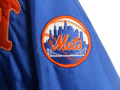 80s MLB ニューヨーク メッツ ナイロン スタジャン メンズ L 程 ヴィンテージ 中綿 キルティング ライナー ジャンパー メジャーリーグ 野球