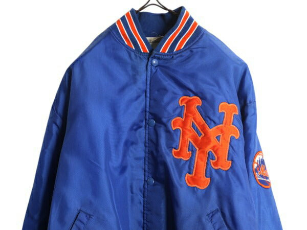 80s MLB ニューヨーク メッツ ナイロン スタジャン メンズ L 程 ヴィンテージ 中綿 キルティング ライナー ジャンパー メジャーリーグ 野球