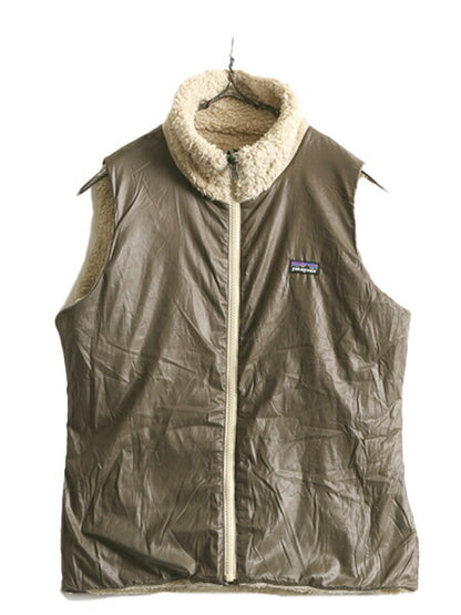 13年製 パタゴニア ロスロボス リバーシブル ベスト レディース S 古着 Patagonia 毛長 パイル ボア フリース ナイロン 重ね着 フルジップ