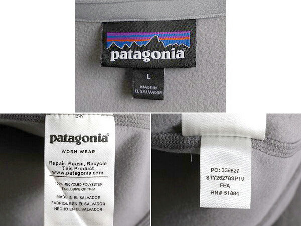 19年製 パタゴニア マイクロD ハーフジップ フリース プルオーバー レディース L 古着 Patagonia アウトドア ロンT 長袖 Tシャツ 企業物 灰