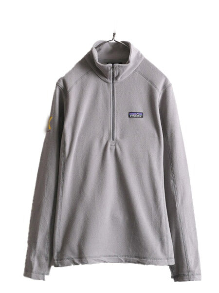 19年製 パタゴニア マイクロD ハーフジップ フリース プルオーバー レディース L 古着 Patagonia アウトドア ロンT 長袖 Tシャツ 企業物 灰