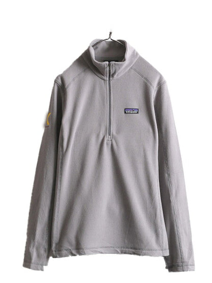 19年製 パタゴニア マイクロD ハーフジップ フリース プルオーバー レディース L 古着 Patagonia アウトドア ロンT 長袖 Tシャツ 企業物 灰