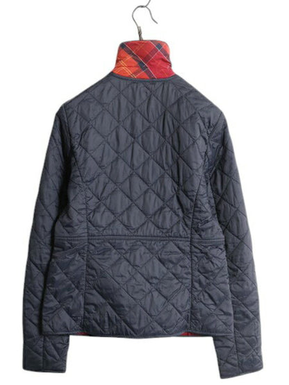 バブアー 中綿 ナイロン キルティング ジャケット キッズ 110cm 程 古着 Barbour 英国王室 ジャンパー ハーフ コート ブルゾン 紺 子供 服