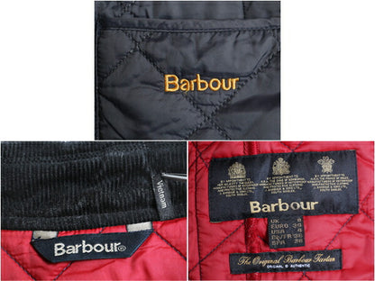 バブアー 中綿 ナイロン キルティング ジャケット キッズ 110cm 程 古着 Barbour 英国王室 ジャンパー ハーフ コート ブルゾン 紺 子供 服