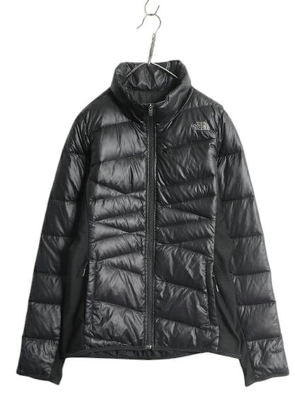 ノースフェイス ナイロン ダウン ジャケット レディース M / The North Face キルティング ジャンパー ストレッチ 切替 600フィル ブラック