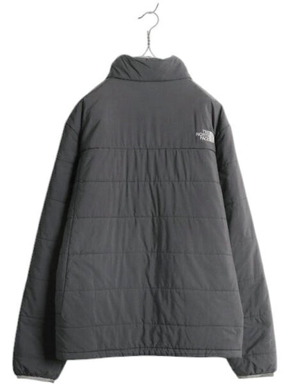 US企画 ノースフェイス 中綿 ナイロン ジャケット メンズ M The North Face アウトドア ブルゾン キルティング フルジップ ハイネック 濃灰