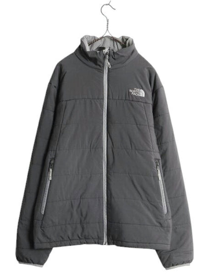 US企画 ノースフェイス 中綿 ナイロン ジャケット メンズ M The North Face アウトドア ブルゾン キルティング フルジップ ハイネック 濃灰