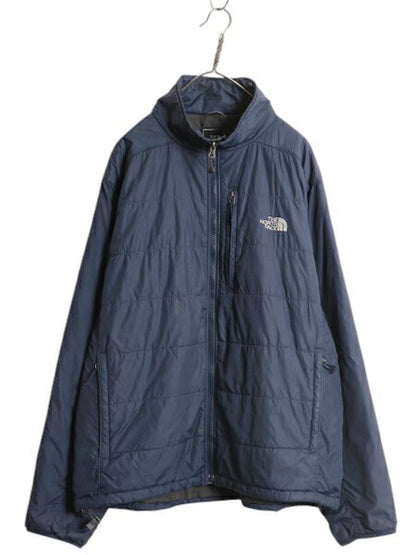 ノースフェイス 中綿 ナイロン ジャケット メンズ XL 古着 The North Face フルジップ ブルゾン アウトドア プリマロフト 大きいサイズ 紺