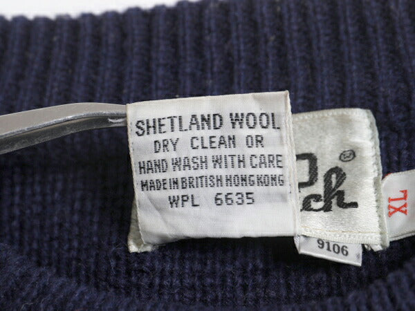 70s ウールリッチ シェットランド ウール ニット セーター メンズ XL 古着 旧タグ ヴィンテージ Woolrich クルーネック 無地 カットソー 紺