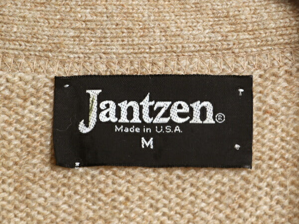 80s USA製 ジャンセン ニット ベスト メンズ M / 80年代 ヴィンテージ Jantzen ウール セーター 前開き ポケット付き 重ね着 無地 シンプル