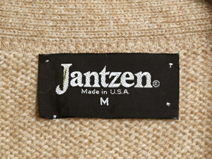 80s USA製 ジャンセン ニット ベスト メンズ M / 80年代 ヴィンテージ Jantzen ウール セーター 前開き ポケット付き 重ね着 無地 シンプル