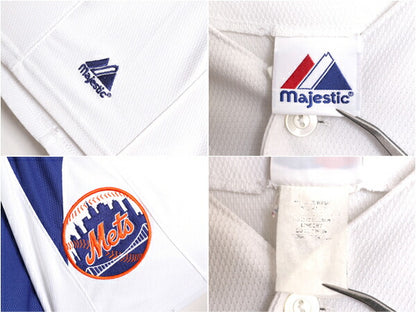 MLB オフィシャル Majestic メッツ ベースボール シャツ メンズ XL 程/ 古着 ユニフォーム ゲームシャツ メジャーリーグ 半袖シャツ 重ね着