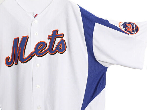 MLB オフィシャル Majestic メッツ ベースボール シャツ メンズ XL 程/ 古着 ユニフォーム ゲームシャツ メジャーリーグ 半袖シャツ 重ね着