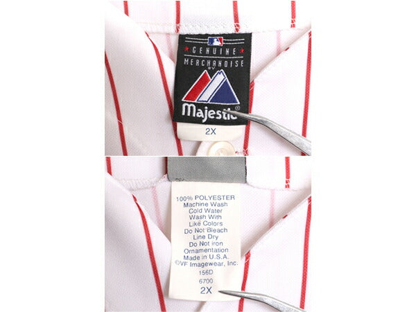 USA製 MLB オフィシャル Majestic フィリーズ ベースボール シャツ メンズ XXL / ユニフォーム ゲームシャツ メジャーリーグ 大リーグ 限定