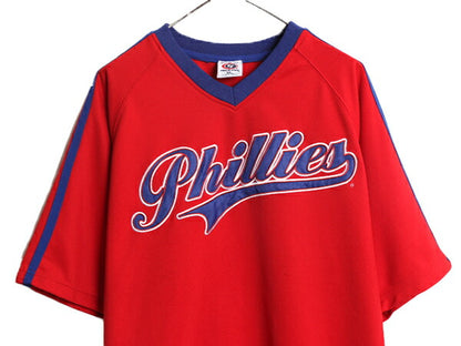 MLB オフィシャル TRUE FAN フィリーズ ベースボール シャツ メンズ XL / 古着 ゲームシャツ ユニフォーム メジャーリーグ 半袖シャツ 野球