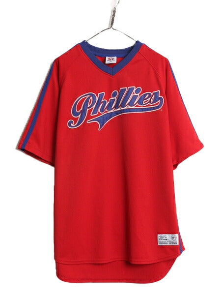 MLB オフィシャル TRUE FAN フィリーズ ベースボール シャツ メンズ XL / 古着 ゲームシャツ ユニフォーム メジャーリーグ 半袖シャツ 野球