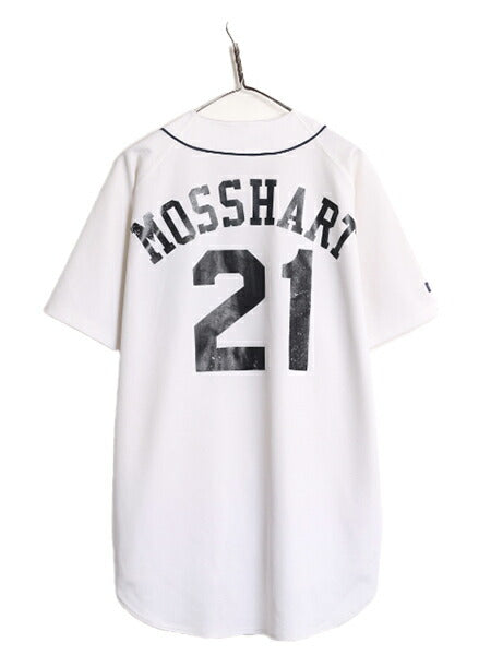 90s USA製 MLB オフィシャル ラッセル タイガース ベースボール シャツ メンズ XL 程 90年代 オールド ユニフォーム メジャーリーグ 重ね着