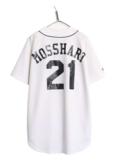 90s USA製 MLB オフィシャル ラッセル タイガース ベースボール シャツ メンズ XL 程 90年代 オールド ユニフォーム メジャーリーグ 重ね着