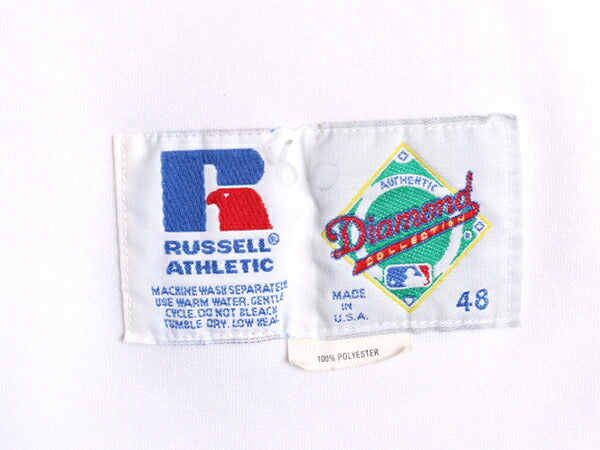90s USA製 MLB オフィシャル ラッセル タイガース ベースボール シャツ メンズ XL 程 90年代 オールド ユニフォーム メジャーリーグ 重ね着