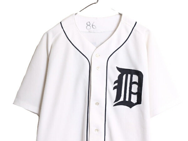 90s USA製 MLB オフィシャル ラッセル タイガース ベースボール シャツ メンズ XL 程 90年代 オールド ユニフォーム メジャーリーグ 重ね着