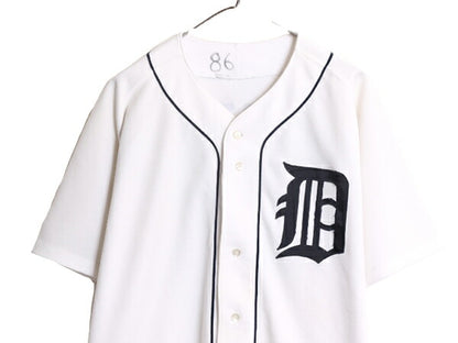 90s USA製 MLB オフィシャル ラッセル タイガース ベースボール シャツ メンズ XL 程 90年代 オールド ユニフォーム メジャーリーグ 重ね着