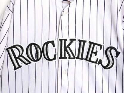 MLB オフィシャル Majestic ロッキーズ ベースボール シャツ メンズ L 程 古着 ユニフォーム ゲームシャツ メジャーリーグ 半袖シャツ 野球