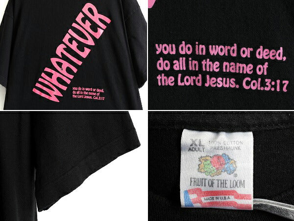 90s USA製 大きいサイズ XL ■ メッセージ プリント Tシャツ ( メンズ ) 古着 90年代 オールド 当時物 ヘビーウェイト シングルステッチ 黒