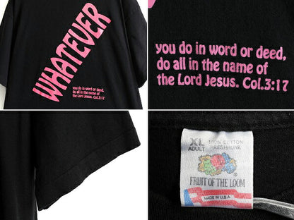 90s USA製 大きいサイズ XL ■ メッセージ プリント Tシャツ ( メンズ ) 古着 90年代 オールド 当時物 ヘビーウェイト シングルステッチ 黒