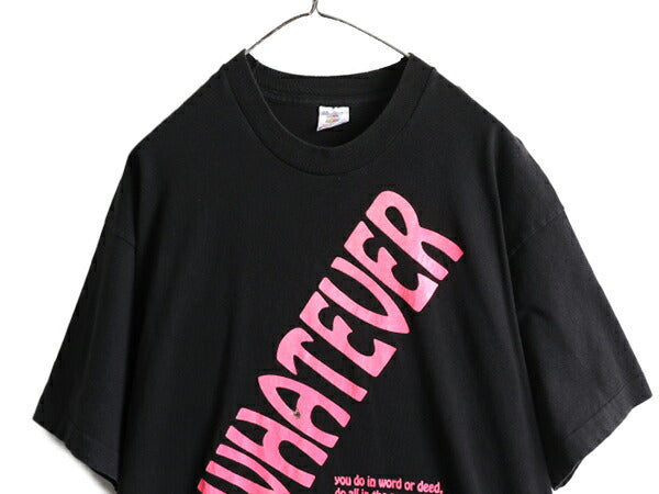 90s USA製 大きいサイズ XL ■ メッセージ プリント Tシャツ ( メンズ ) 古着 90年代 オールド 当時物 ヘビーウェイト シングルステッチ 黒