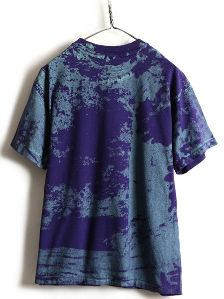 90s USA製 オールド ■ ヘインズ 総柄 オーバープリント 半袖 Tシャツ ( メンズ L ) 古着 90年代 HANES シングルステッチ プリントT シャツ