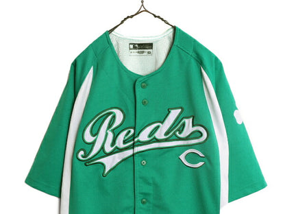 MLB オフィシャル TRUE FAN レッズ ベースボール シャツ メンズ M / 古着 ゲームシャツ ユニフォーム メジャーリーグ 半袖シャツ 大リーグ