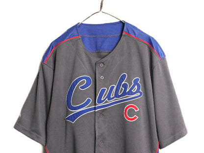 MLB オフィシャル Stitches カブス ベースボール シャツ メンズ XL 程/ 古着 ゲームシャツ ユニフォーム メジャーリーグ 半袖シャツ 重ね着