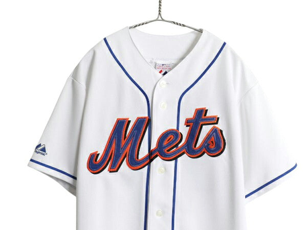 メッツ ベースボール シャツ メンズ L / MLB オフィシャル マジェスティック 大リーグ ユニフォーム ゲームシャツ 半袖シャツ ジャージ 白