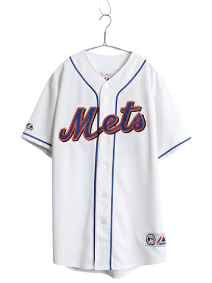 メッツ ベースボール シャツ メンズ L / MLB オフィシャル マジェスティック 大リーグ ユニフォーム ゲームシャツ 半袖シャツ ジャージ 白