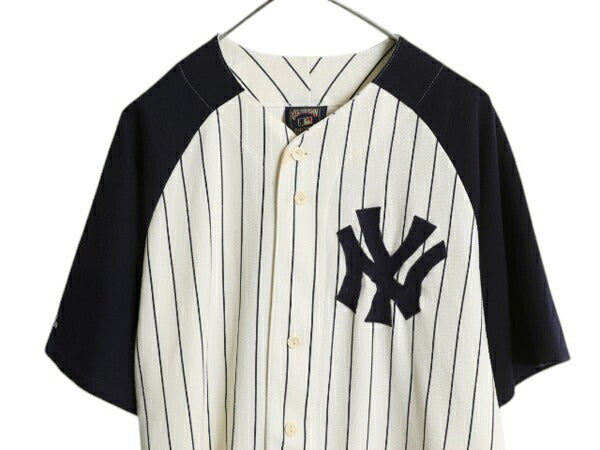 ヤンキース ベースボール シャツ メンズ L / MLB オフィシャル マジェスティック 大リーグ ユニフォーム ゲームシャツ 半袖シャツ ツートン
