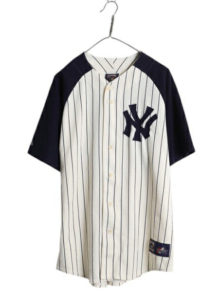 ヤンキース ベースボール シャツ メンズ L / MLB オフィシャル マジェスティック 大リーグ ユニフォーム ゲームシャツ 半袖シャツ ツートン