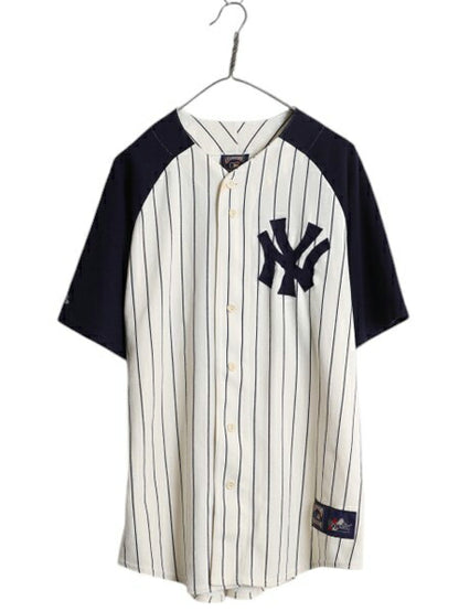 ヤンキース ベースボール シャツ メンズ L / MLB オフィシャル マジェスティック 大リーグ ユニフォーム ゲームシャツ 半袖シャツ ツートン