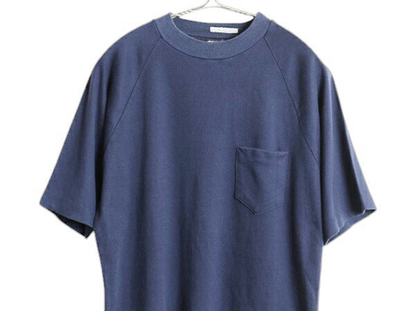 60s USA製 ロバート ブルース ポケット付き 無地 半袖 Tシャツ M 小さめ メンズ S / ヴィンテージ ポケT シングルステッチ スムース素材 紺