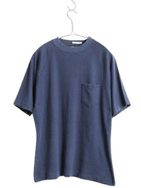 60s USA製 ロバート ブルース ポケット付き 無地 半袖 Tシャツ M 小さめ メンズ S / ヴィンテージ ポケT シングルステッチ スムース素材 紺
