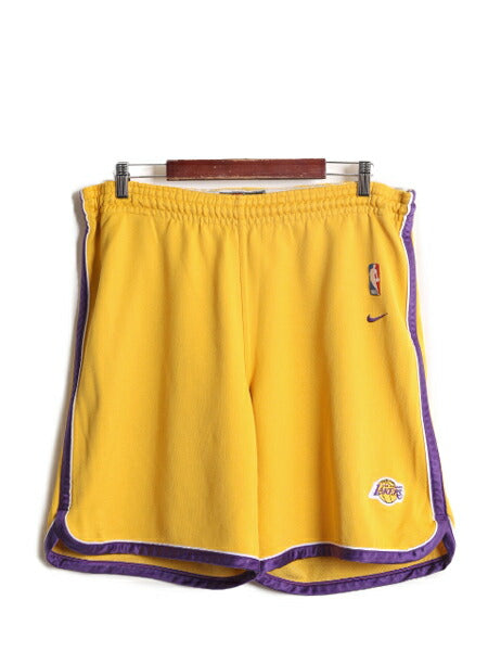 NBA オフィシャル ナイキ レイカーズ ショートパンツ メンズ L / 古着 NIKE ユニフォーム バスケ 短パン ショーツ 半パン 2トーン コットン